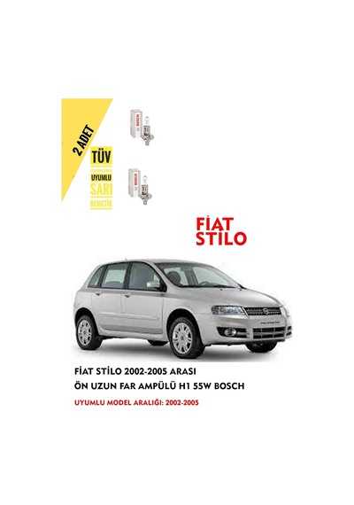 Fiat Stilo 2002-2005 Arası Ön Uzun Far Ampülü H1 55w Bosch 2 Adet Sarı Renk