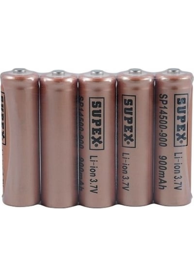 Supex SP14500-900 900 mAh 3.7 V 14500 Li-Ion Şarj Edilebilir Pil 5'li