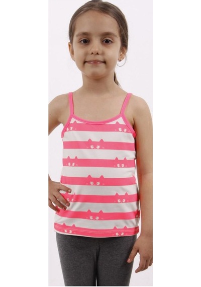 Toontoy Kids Kız Çocuk Kedi Baskılı Atlet Ekru
