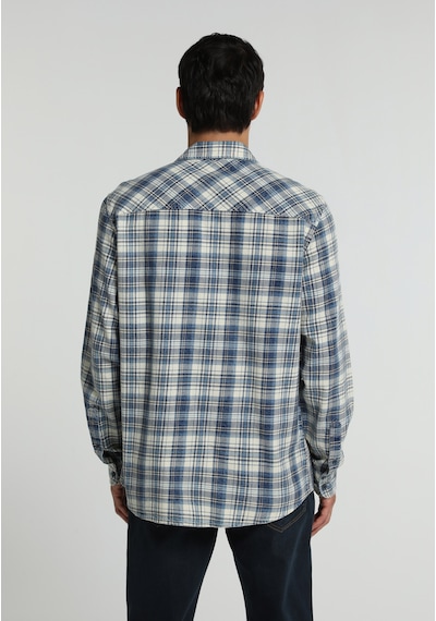 Colin's Colins Regular Fit Shirt Neck Ekoseli Erkek Mavi Uzun Kol Gömlek Cl1082985 Q1.v1 Inv İndigo