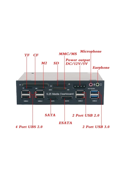 5.25 Inç Ön Panel Usb 2.0 3.0 Esata 5131P Dahili Floppy Disket Ka