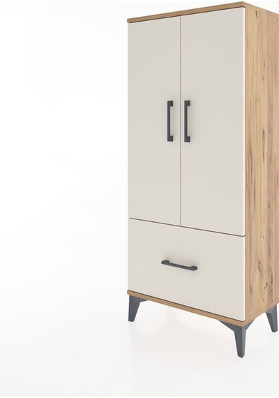 Hyperion Dolap 2 Raflı Tek Çekmeceli 2 Kapaklı 60x44x134 Çam-... Çam