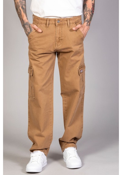Little Cup Jeans Co Erkek Camel Baggy Fit Rahat Kalıp Kargo Pantolon
