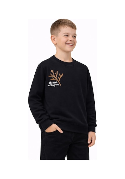 Baglan Erkek Çocuk Önü Baskılı Sweatshirt Bgl-st05238 Siyah