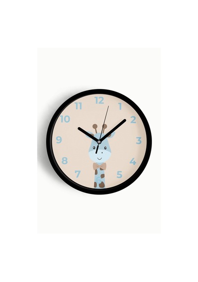 Sevimli Zürafa Çocuk Odası Duvar Saati - 25cm - Önü Camlı Siyah Kasa - Sessiz Mekanizma-jh1148 Siyah