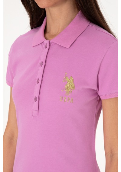 U.S. Polo Assn. Kadın Fuşya Polo Yaka Mini Boy Örme Elbise 50297457-VR023