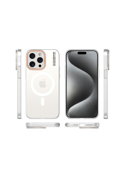 Apple iPhone 15 Pro Max Magsafe Uyumlu Mat Sert Klein Kılıf Beyaz