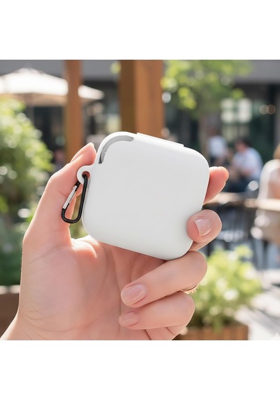 Caseonn Kılıf Askı Aparatlı Mat Silikon Beyaz Beyaz Cmf Buds 2 İle Uyumlu