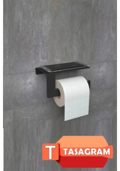 Dione Store Metal Banyo Havlu ve Tuvalet Kağıdı Askılığı 2'li Set Siyah