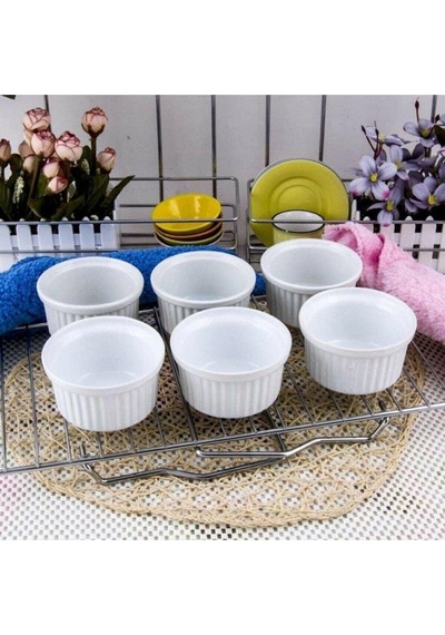Cooker 6lı Seramik Sufle Kabı Pembe-krem-yeşil -9x5.5 Cm