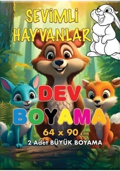 Sevimli Hayvanlar Dev Boyama 64 X 90 Cm 2 Adet Dev Boyama Posteri