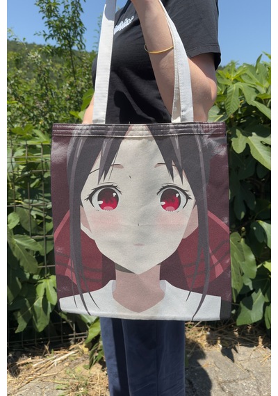 Zipzap Kaguya Sama V2 Yazlık Kışlık Çift Taraflı Kanvas Baskı Bez Çanta Anime Çantası