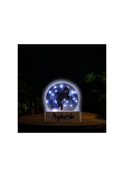Led Işıklı Pleksi Dolunay Kişiselleştirilebilir Dekoratif Biblo Space Astronot Anahtar Askılığı Mavi - 737200937 Mavi