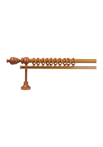Meşe Efil Demonte Başlıklı Ahşap Rustik Perde Askısı - Tek Raylı - 100 Cm