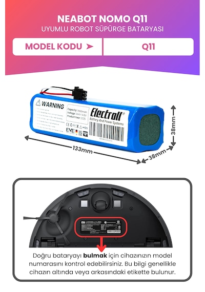 Neabot Nomo Q11 Uyumlu Batarya Maksimum Kapasite 7000mah