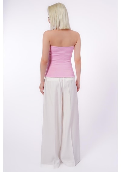 Seeh Pembe Straplez Basic Kadın Bluz Sh247 Standart