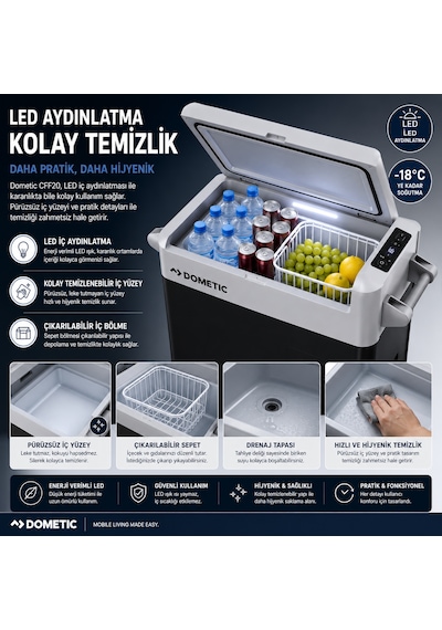 Dometic Cff20 Kompresörlü Araç Buzdolabı 21l 220v Ac / 12-24v Dc
