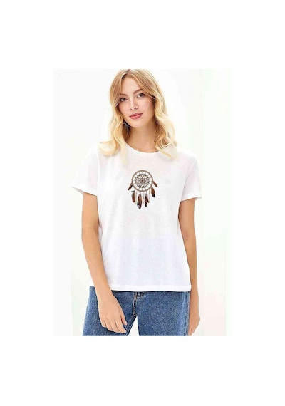 Düş Kapanı Baskılı Beyaz Kadın Tshirt (534283378)