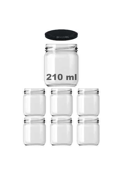 10-1000 Ml Farklı Boyutlarda Kavanoz 10-1000 Arası Cc Konserve Metal Kapaklı Cam Kavanoz 6 Adet Şeffaf, 210 Cc Açık Kahverengi
