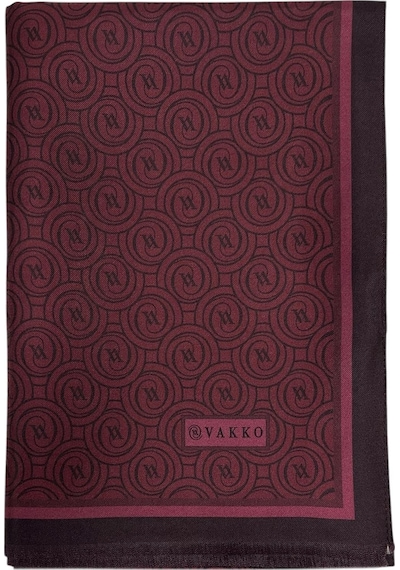 Vakko Twill İpek Şal - Helezon Monogram - Bordo