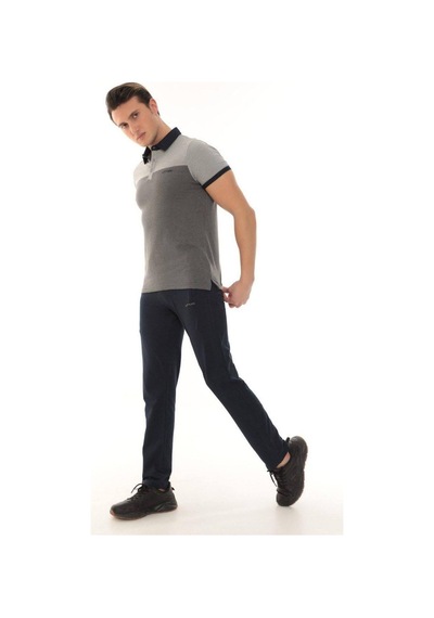 Erkek Polo Yaka T-shirt Takım Antramelanj Lacivert