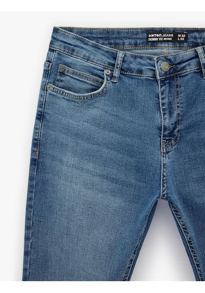 Koton Normal Bel Dar Paça Pamuklu Skinny Fit Jean Pantolon - Michael Jean Açık İndigo 6sam40257nd Açık İndigo