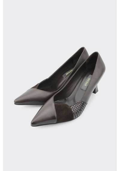 Derinet Hakiki Deri Kadın Stiletto Kahve Kahve