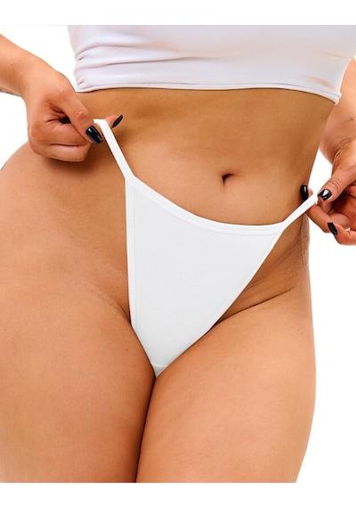 Alya Underwear Kadın Ipli Tanga Külotlar - 5 Li Paket Sarı, Mor, Mint, Somon,mavi 1301p Beyaz P05