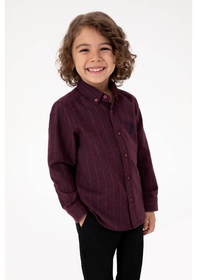 U.S. Polo Assn. Erkek Çocuk Bordo Gömlek Desenli 50316670-vr014