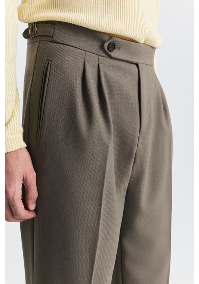 Antioch Tapered Fit Çift Pileli Pantolon Haki