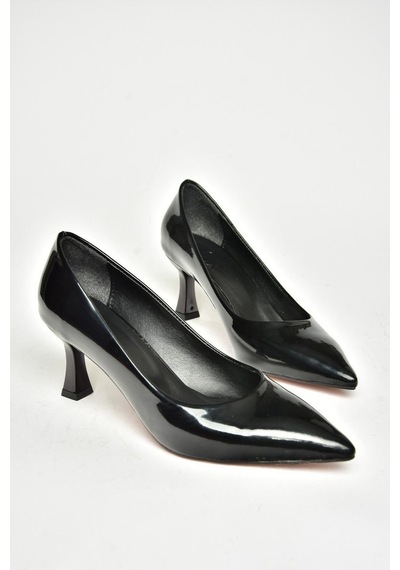 Fox Shoes T676032008 Siyah Rugan Kalın Topuklu Kadın Ayakkabı Siyah