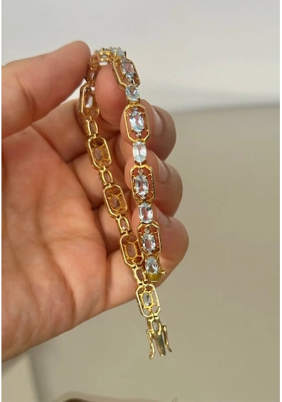 Mavi Topaz Elmas Bileklik 179