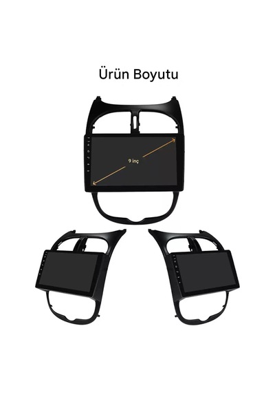 Peugeot 206 1999-2010 Android Navigasyon Multimedya Tesla Ekran Android Teyp Double Teyp 4gb Ram 32gb Hafıza Kablosuz Carplay Android Auto 9"