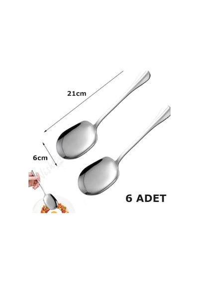 Premium 6'lı Paslanmaz Çelik Lüks Servis Kaşığı Seti Büyük Boy Şıklık Çok Renkli