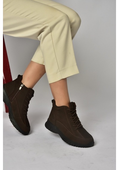 Fox Shoes Z555663401 Kahverengi Hakiki Deri Nubuk Kadın Bot