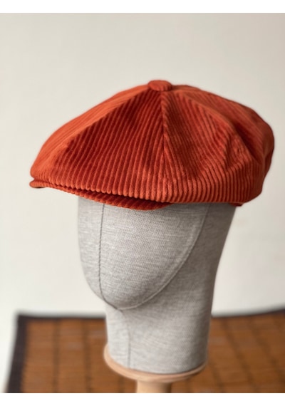 Aida Jewelss Kışlık Kadife Ingiliz Kasket Peaky Blinders Model Erkek Kasket Dökümlü Kadife Kasket Kiremit