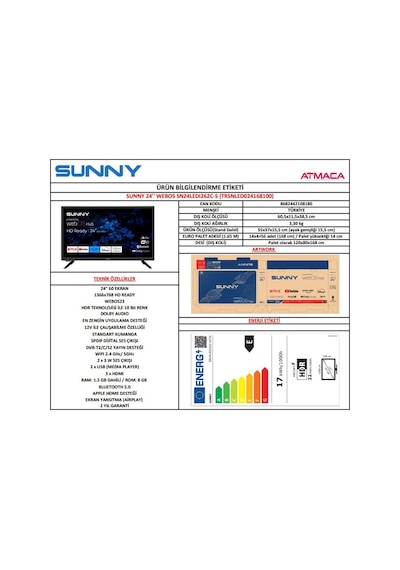 Sunny SN24LEDl262-S 24'' HD Ready Smart LED TV