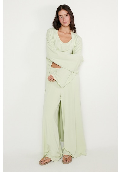 AC&Co / Altınyıldız Classics Kadın Mınt Yumuşak Dokulu Standart Fit Cepli Beli Lastikli Rahat Örme Pantolon Mint