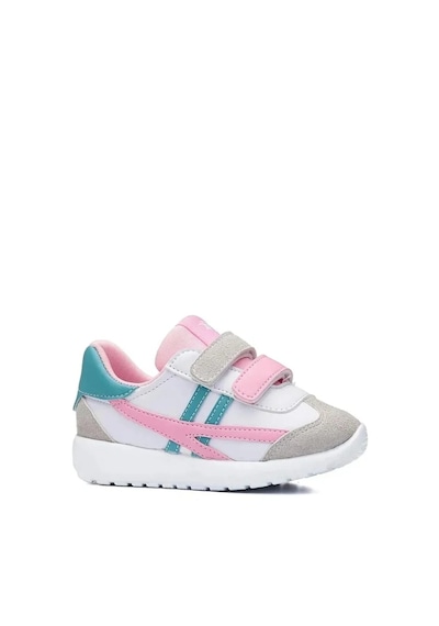 Zacoz Bebek Hafif Rahat Yumuşak Esnek Ortopedik Çift Cırtlı İlk Adım Sneaker Spor Ayakkabı Beyaz - Pembe