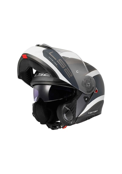 Ls2 Strobe 2 Victory Çene Açılır Kask Mat Titanyum - Beyaz - Mavi