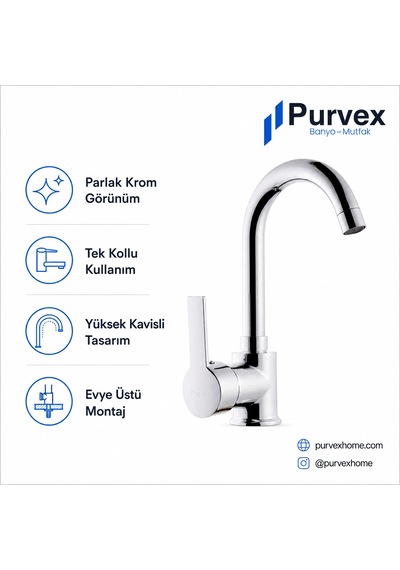 Delta Kuğu Boru Lavabo Bataryası Tek Kollu Banyo Armatürü, Krom