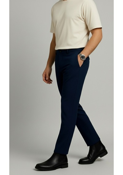 Bürke Erkek Lacivert Renk Slim Fit Kaliteli Kumaş Pantolon