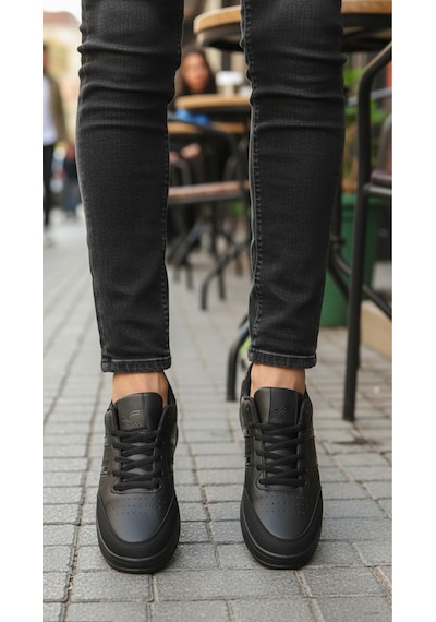 Fore Sport Erkek Günlük Yürüyüş Spor Ayakkabı Suni Deri, Hafif, Rahat, Darbe Emici Sneaker Siyah