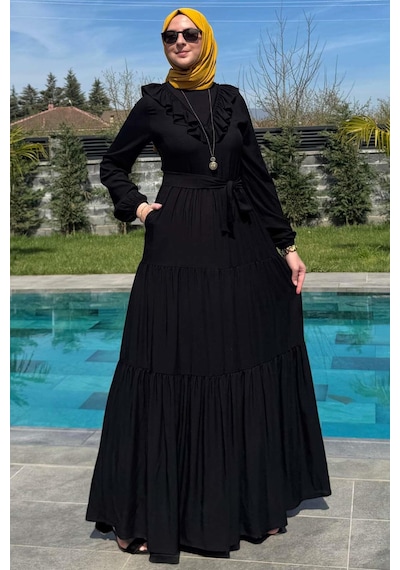 Rabia Şamlı Jale Elbise Siyah Normal