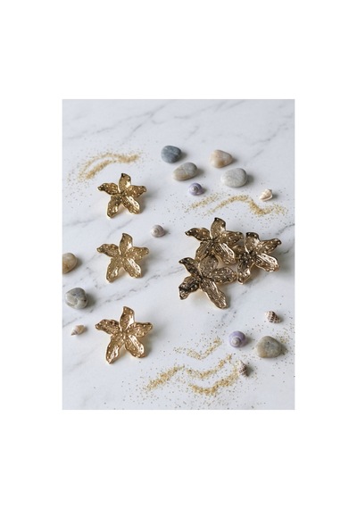 Ekstra Büyük Çiçek Parlak Gold Metal Düğme 3 Adet 5.5 Mm