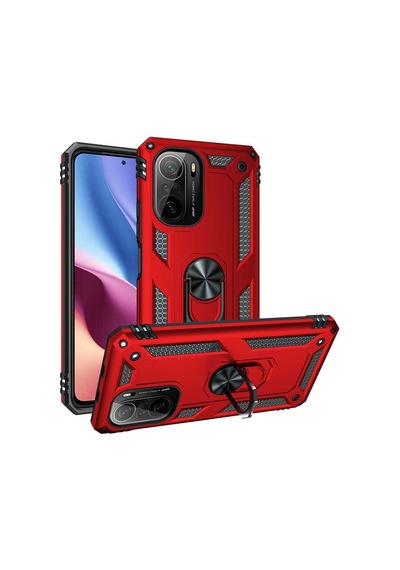 Xiaomi Redmi K40 Kılıf Zore Vega Yüzüklü Standlı Zırh Kılıf