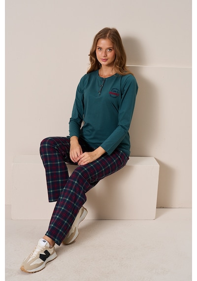 Remsa Kadın Penye Uzun Kol Pijama Takımı 3196 Zümrüt01 Zümrüt01