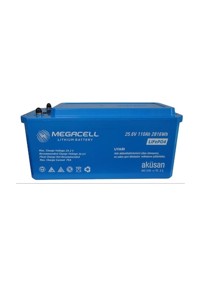 Megacell 25.6v 110ah Lifepo4 Lityum Demir Fosfat Akü Abs Kasa