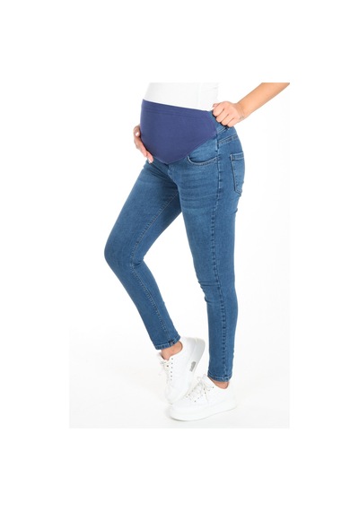 Busa Hamile Skinny Dar Paça Kot Pantolon Mavi-mavi