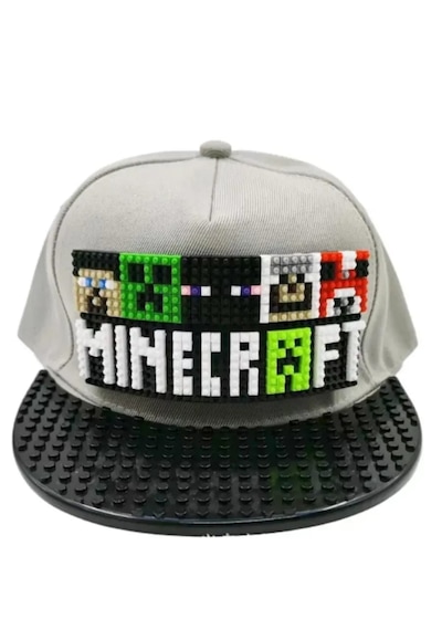 Kutpia Pixel Blok Minecraft -örümcek Adam- Batman-prenses Çocuk Kep Şapka Lego Uyumlu Siperlikli 4 12 Yaş Siyah - Gri
